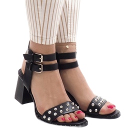 Black high-heeled sandals 77-12 2