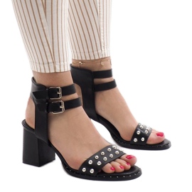 Black high-heeled sandals 77-12 1