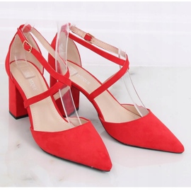 Pumps high heels cut red D85-5 Red 2