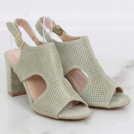 High-heeled sandals celadon 99-33A Green 1