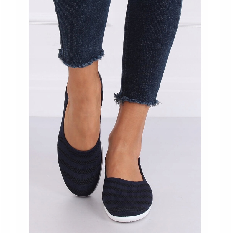 IC03 Navy navy blue mesh ballerinas 1