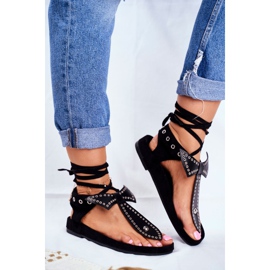 Lu Boo Women's Black Tied Sandals Japanese Mara 1 Lu Boo Women's Black Tied Sandals Japanese Mara 1