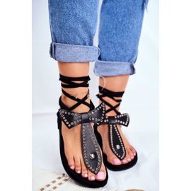 Lu Boo Women's Black Tied Sandals Japanese Mara 2 Lu Boo Women's Black Tied Sandals Japanese Mara 2