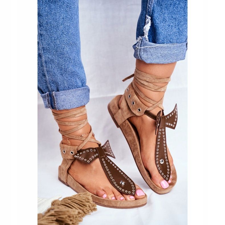 Lu Boo Women's Brown Tied Sandals Japanese Mara 2 Lu Boo Women's Brown Tied Sandals Japanese Mara 2