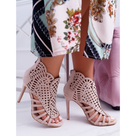 SEA Women's Suede Beige Sandals on a high heel Viviane 2