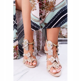 Lu Boo Sandals On A High Heel Jets Studs Rockers Beige 2