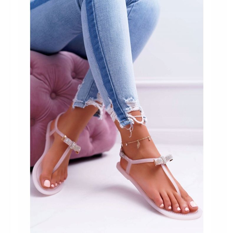 LU BOO Women's Sandals Flip-flops Meliski with Pink Lomba sequins 2