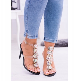 Lu Boo Black Sandals On A High Heel Rhinestones Serenade multicolored 2