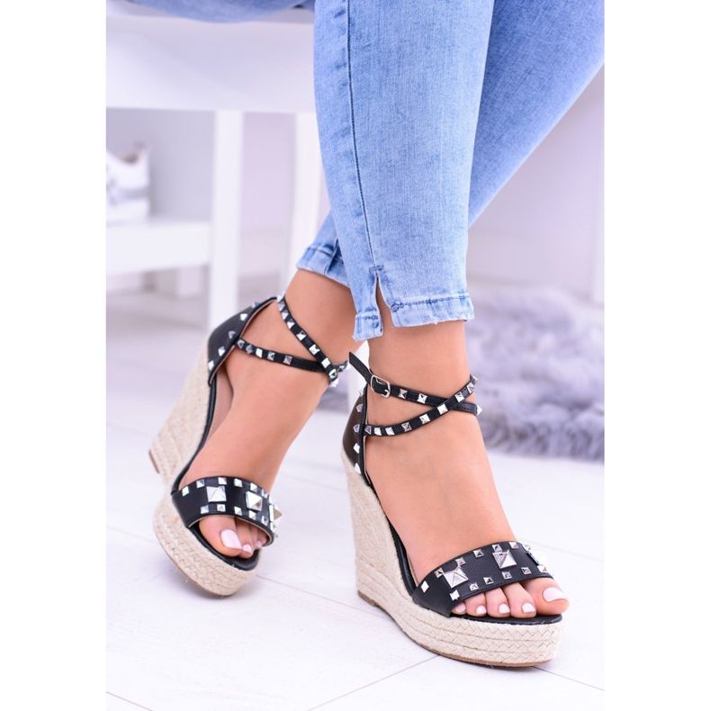 Women's Black Sandals Studs Jet Espadrilles Mariko 1 Women's Black Sandals Studs Jet Espadrilles Mariko 1