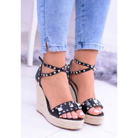 Women's Black Sandals Studs Jet Espadrilles Mariko 2