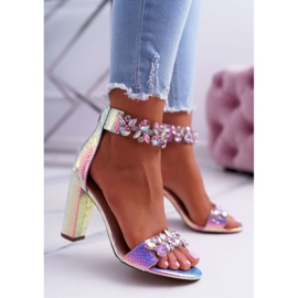 Lu Boo Iridescent Pink Sandals Lambada Rhinestones multicolored 1