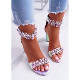 Lu Boo Iridescent Pink Sandals Lambada Rhinestones multicolored 2