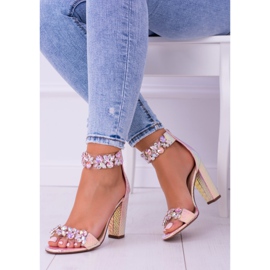 Lu Boo Opalescent Champagne Sandals Lambada Rhinestones pink yellow 1