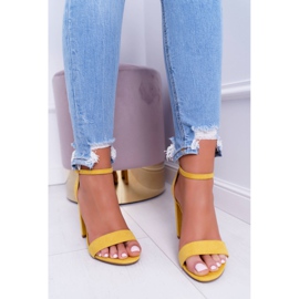 ADY Women's Sandals On Heel Suede Yellow Anastasie 1