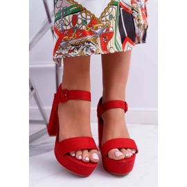 NFR Women's Sandals On A High Heel And Platform Red LaMondes 2