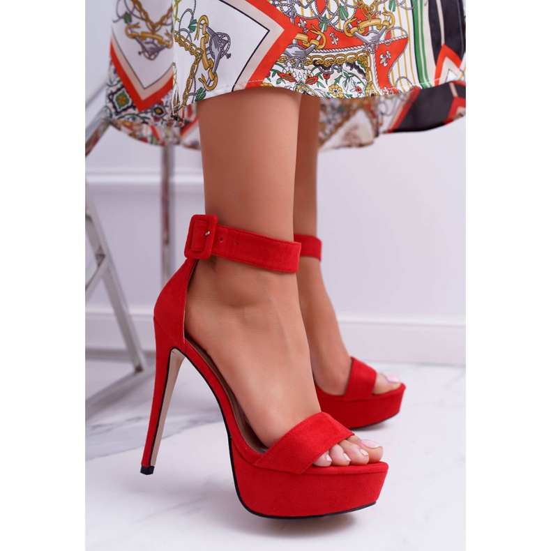 NFR Women's Sandals on a high heel Platform Red Welbos 1