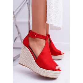 NFR Women's Sandals On A Wedge Platform Red Begest 2
