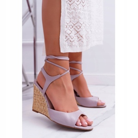 Sandals On Wedge Laura Messi 1944 Leather Light Violet Lenormo 2