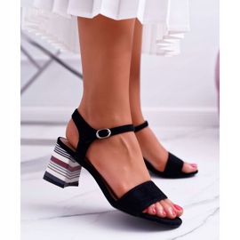 Vinceza Women's Sandals On A High Heel Colorful Heel Black Niente 1