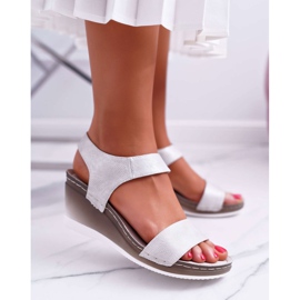 Vinceza Women's Sandals on a Wedge Silver Gerdro grey 1