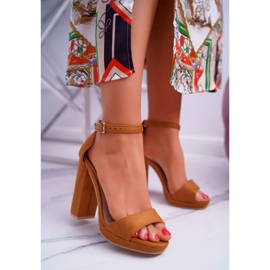 ADY Women's Sandals On A Heel Platform Camel Debora brown 2