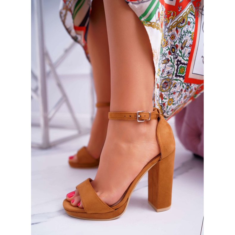 ADY Women's Sandals On A Heel Platform Camel Debora brown 1