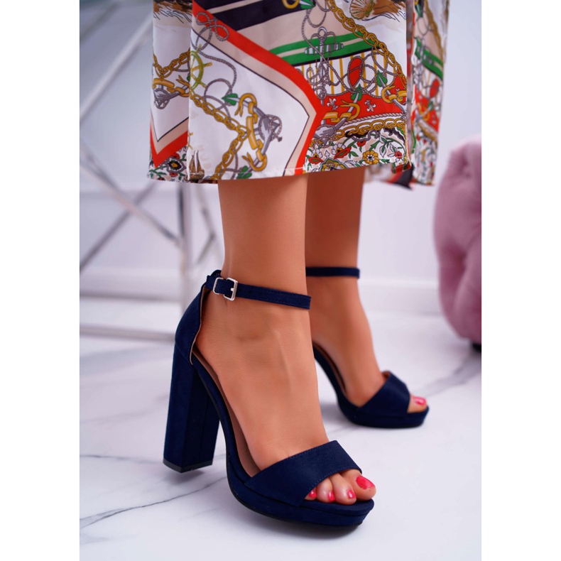 ADY Women's Navy Blue Sandals On A Heel Debora Platform 2 ADY Women's Navy Blue Sandals On A Heel Debora Platform 2