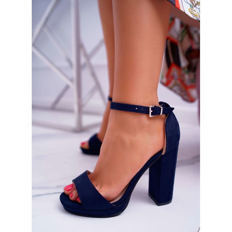 ADY Women's Navy Blue Sandals On A Heel Debora Platform 1 ADY Women's Navy Blue Sandals On A Heel Debora Platform 1