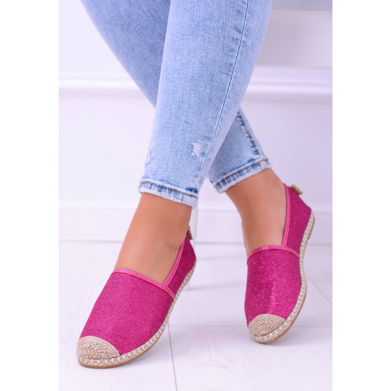 Lu Boo Women's Espadrilles Slip On Fuchsia Brocade Miravet pink 1