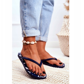 Lu Boo Women's Navy Blue Aztec Flip Flops Havanna 2