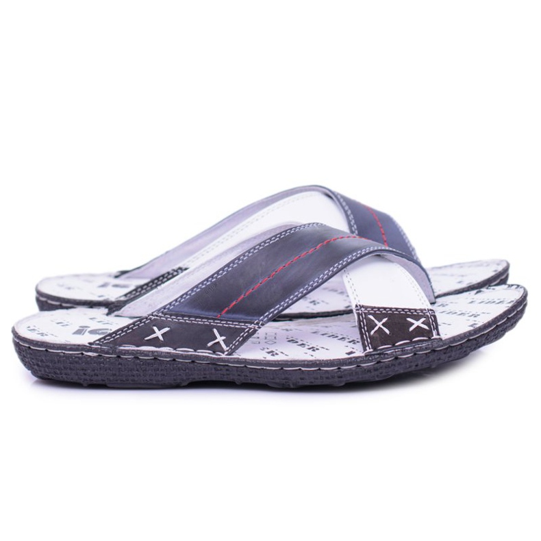 Iguana Navy Blue Light Leather Men's Slippers Okay 2