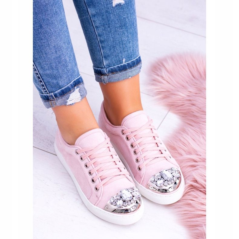 Lu Boo Sneakers with Shiny Powder Pink Crystals 2