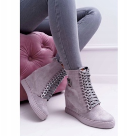 Women's Sneakers Lu Boo With Chains Suede Gray Monica grey 2