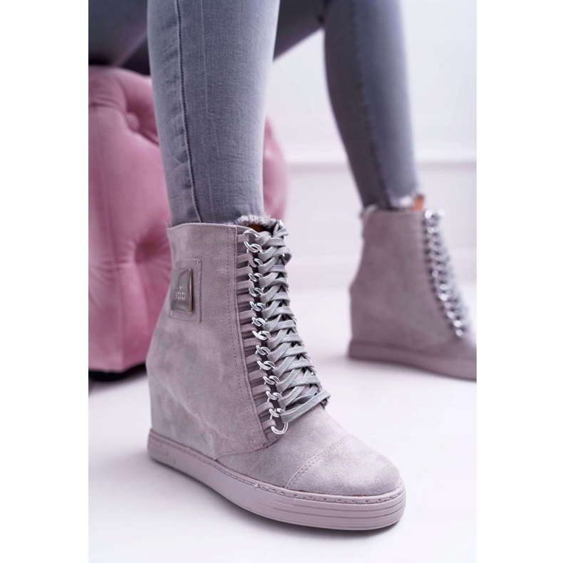 Women's Sneakers Lu Boo With Chains Suede Gray Monica grey 1
