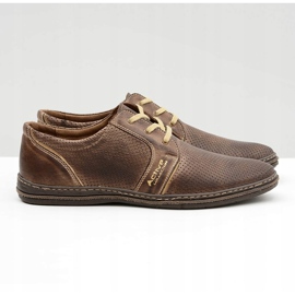 Joker Men's Lace-up Leather Brown Openwork Shoes Markos 2