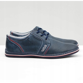 Joker Leather Men's Laced Navy Blue Openwork Shoes Markos 2 Joker Leather Men's Laced Navy Blue Openwork Shoes Markos 2