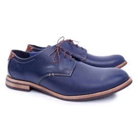 Bednarek Polish Shoes Elegant Men's Navy blue shoes by Feliciano 1