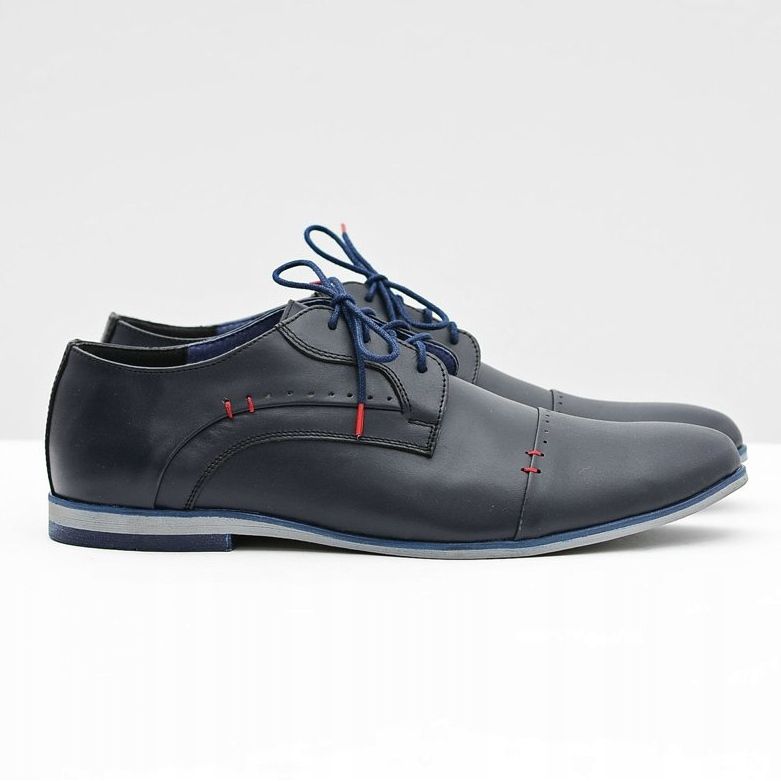 Gejms Elegant Men's Leather Shoes Isacco Navy navy blue 2