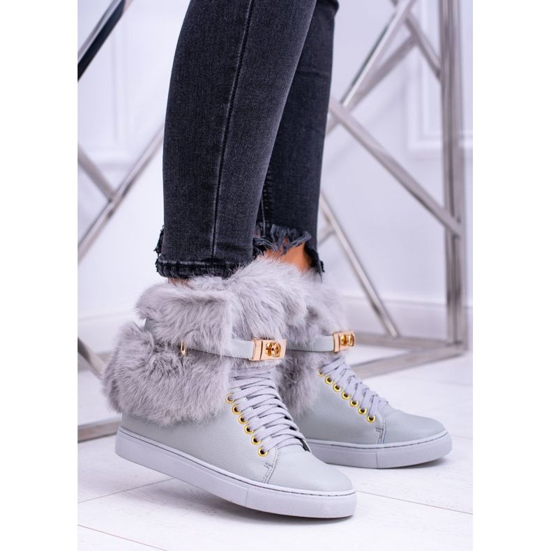 Lu Boo Gray Boots with Natural Gisele Fur grey 2