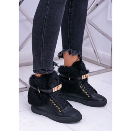 Lu Boo Black Boots with Natural Gisele Fur 1