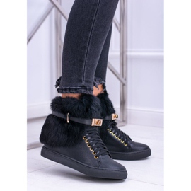Lu Boo Black Boots with Natural Gisele Fur 2