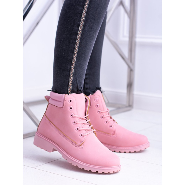 SEA Women's Pastel Timber Boots Powder Pink Lucy 1