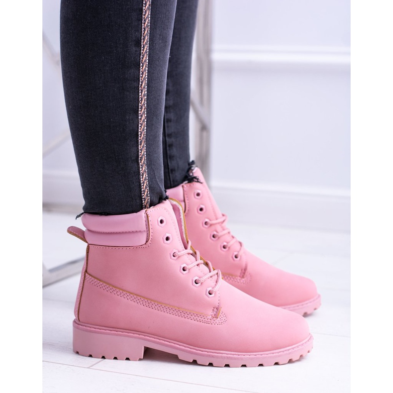 SEA Women's Pastel Timber Boots Powder Pink Lucy 2