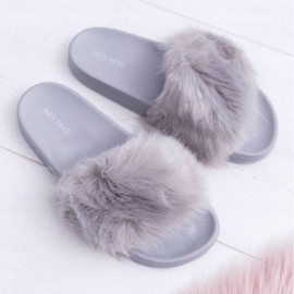 Women's Slippers With Fur Gray Fur grey 1