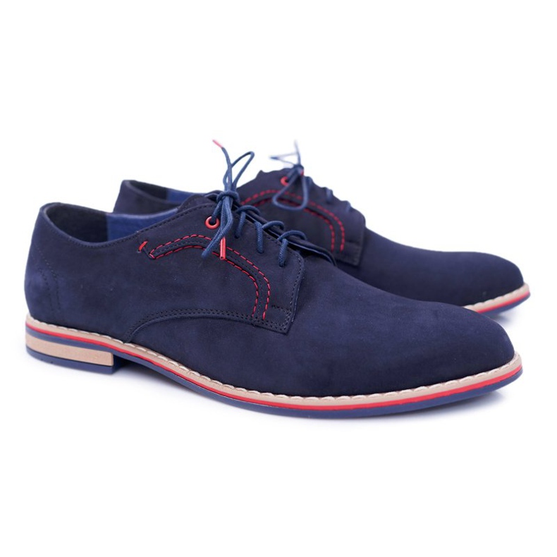 Bednarek Polish Shoes Men's Brogues Bednarek Elegant Nubuck Leather Navy Blue Pietro 1