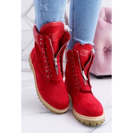 Lu Boo Women's Red Suede Timber Boots Trappers Zippers Nancy 2