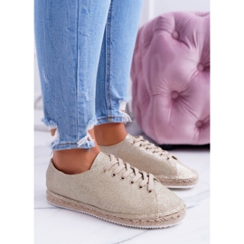 Lu Boo | Fairy Golden Glitter Linen Espadrilles 1