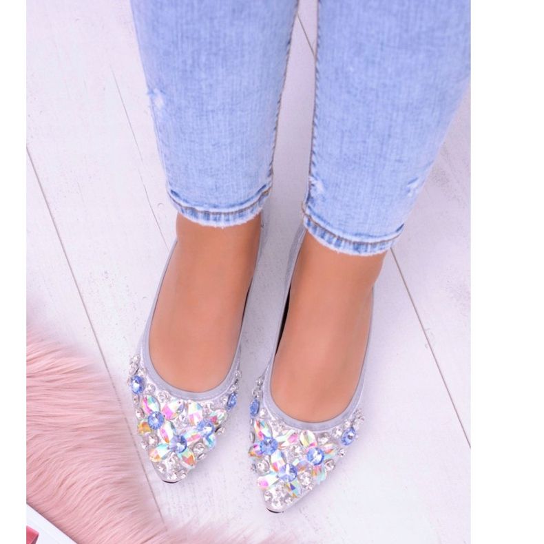 Lu Boo Silver Ballerinas on Elastic Stones Even grey 2