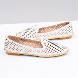 Lu Boo | White Lordsy Stylish Openwork Ballerinas 1