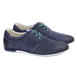 Krisbut Navy Blue Men's Leather Dimonde Shoes 1